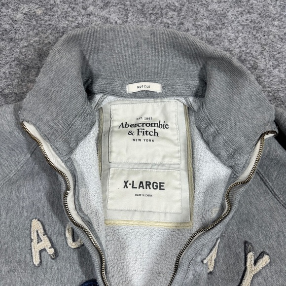 Abercrombie & Fitch Men's Y2K Light Gray High Neck Zip Up Jacket Size XL - Picture 11 of 16
